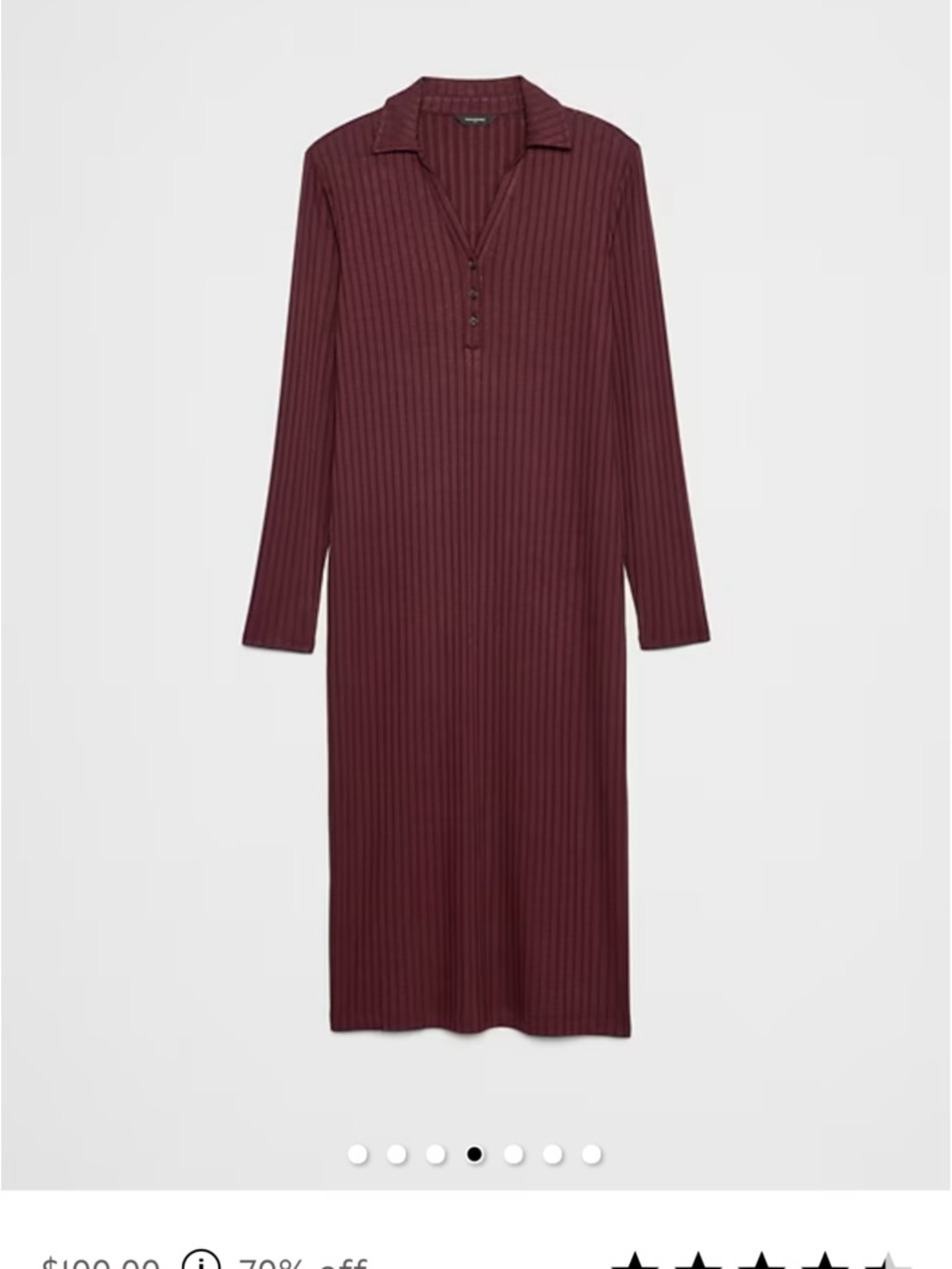 Banana Republic Ribbed Polo Midi Dress - Bordeaux